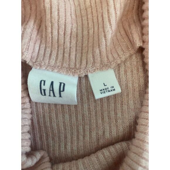 Gap Womens Ribbed Long Sleeve mock neck Light Pink sweater top size large - Picture 6 of 7